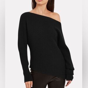 Intermix Black Jacqueline Off-the-Shoulder Slouchy Sweater
